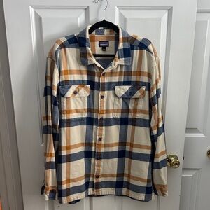 Patagonia Blue and Tan Checkered Shirt